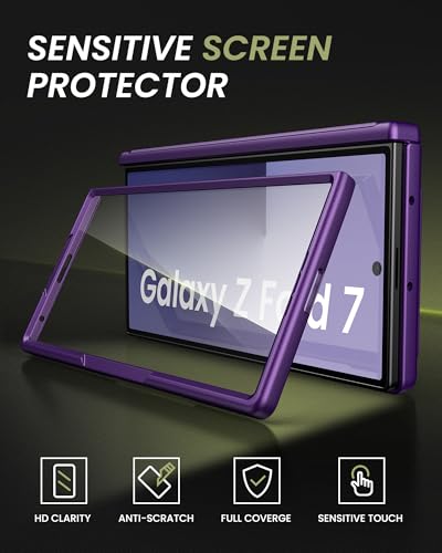 for Samsung Galaxy Z Fold 7 Wallet Case, Camera Cover, Dark Purple - color: Dark Purple