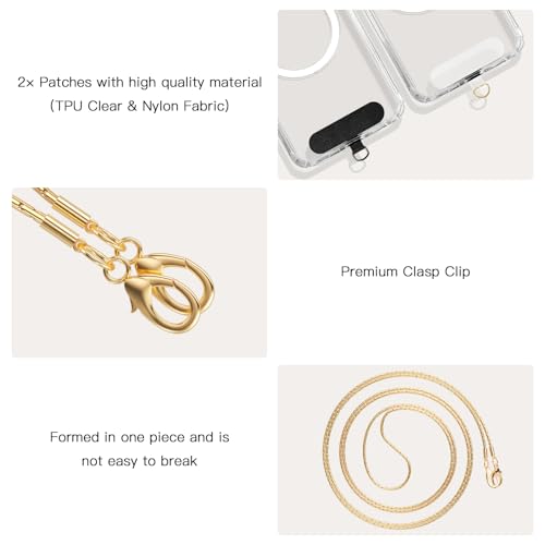 UnnFiko Crossbody Cell Phone Lanyard for Women, Universal Metal Phone Chain Strap Crossbody with Phone Tether Tab (Gold) - color: Gold