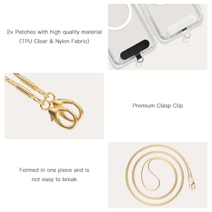 UnnFiko Crossbody Cell Phone Lanyard for Women, Universal Metal Phone Chain Strap Crossbody with Phone Tether Tab (Gold) - color: Gold