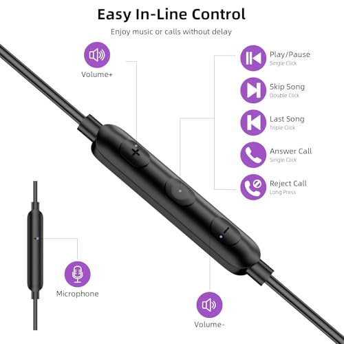 APETOO USB C Wired Earbuds for iPhone 18 Pro 17 16 15 Volume Control Purple - color: Purple
