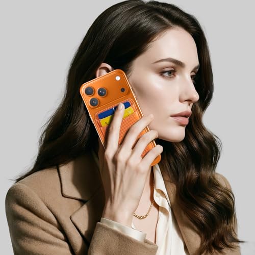 WJX MagSafe Magnetic Phone Wallet, RFID Slim 6 Card Holder with Cash Slot & Clear ID Window, Mini Gift‑Ready Wallet for Google/Samsung/iPhone 17/16/15/14/13/12 Series,Vanilla Orange - color: B-Vanilla orange