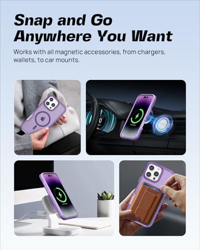 ArtsEvo Strong Magnetic for iPhone 16 Pro Max Case, Compatible with MagSafe, 360° Military-Grade Protection, Slim Translucent Matte Phone Case, Purple - color: Purple, size: iPhone 16 Pro Max