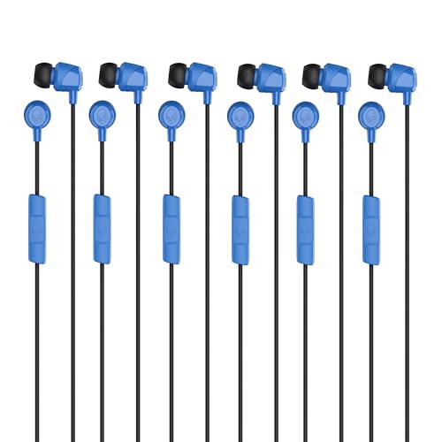 Skullcandy Jib Wired Earbuds with 3.5mm Plug, Noise Isolating Fit, Built-in Microphone Call and Track Control, Convenient for Travel (6 Pack) - Cobalt Blue - color: Cobalt Blue, size: 6 Pack