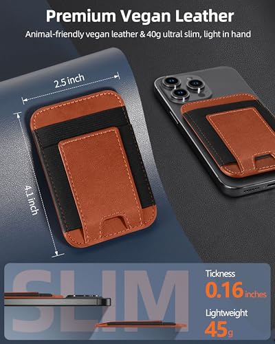 Upgraded for Magsafe Wallet, 7 Card Holder, RFID Blocking, Strongest Magnet | Magnetic Wallet for iPhone 17/16/15/14/13/12 Series, for iPhone Wallets Magsafe with 2 Card Slots, Vegan Leather, Brown-2 - color: Brown-Upgraded