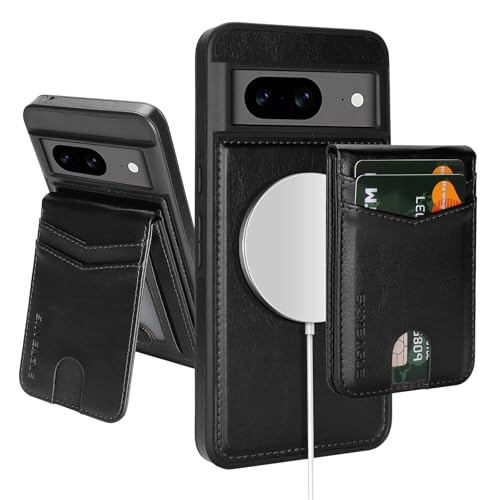 SkyEagle Compatible Magsafe 2 in 1 Detachable Google Pixel 8 Wallet Case with Card Holder Women Men,Magnetic PU Leather RFID Blocking Flip Kickstand Credit Slots,Phone Case for Pixel 8 6.2",(Black) - color: Black, size: Google Pixel 8 - 6.2"