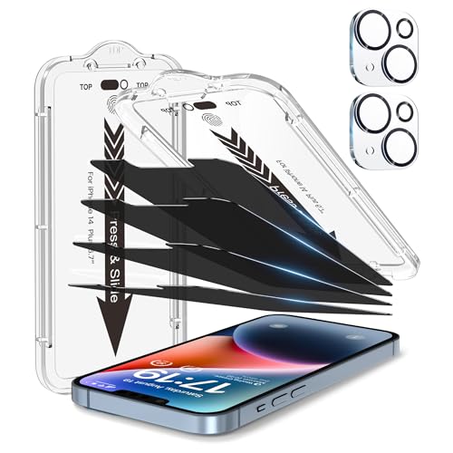 EZ-GLAZ-4+2 Pack for iPhone 14 Plus Privacy Screen Protector (6.7") - size: iPhone 14 Plus