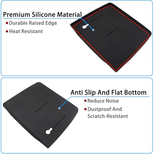 Center Console Silicone Mat Fit for Honda Pilot Accessories 2023-2026 - color: Red