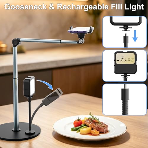 Overhead Phone Stand with Light for Video Recording