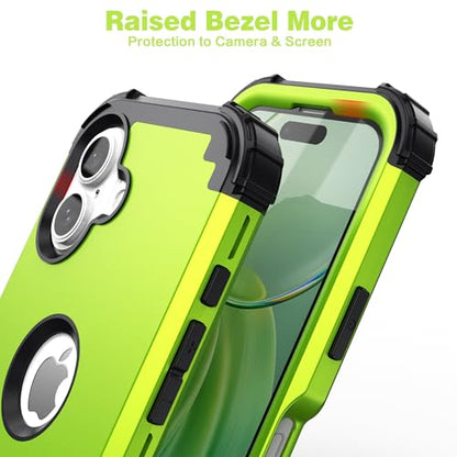 IDweel for iPhone 17 Case with Screen Protector for Women, 3 in 1 Shockproof Slim Fit Hybrid Heavy Duty Hard PC Cover Soft Silicone Bumper Full Body Anti-Fingerprint Case, Green/Black - color: Green/Black