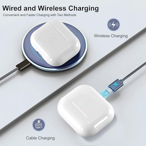 Wireless Charging Case Replacement Compatible with AirPod 4th Generation, Air Pod 4 Charger Case to USB-C Without Earbuds，White