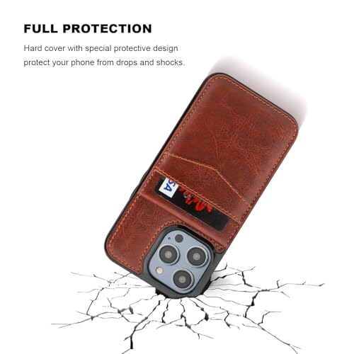 KIHUWEY for iPhone 14 Pro Max Wallet Case Card Holder for MagSafe, Brown | Wireless Charging, RFID, Flip PU Leather, Magnetic Clasp, Kickstand, Heavy Duty Protective Cover - color: Magsafe for Brown