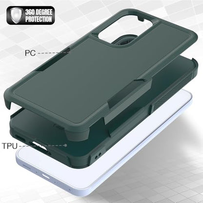 for Samsung Galaxy A37 / Galaxy A36 5G / Galaxy A57 5G Case: Dual Layer Protective Heavy Duty Cell Phone Cover Shockproof Rugged with Screen Protector - Military Protection Bumper Tough, Dark Green - color: Dark Green (PC) + Dark Green (TPU)