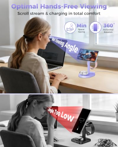 Hevanto 3 in 1 Wireless Charger for Samsung Galaxy, 15W MagSafe Charging - color: Purple, size: 15W
