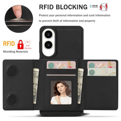 for Samsung Galaxy S25 Edge Wallet Case, 2-in-1 Detachable Magnetic Wallet Case, Card Holder RFID Blocking, Fashionable Faux Leather Card Slot & Folding Design (Black) - color: Black, size: Samsung Galaxy S25 edge