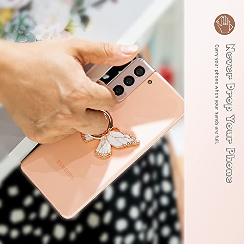 Doflyesky Butterfly Cell Phone Ring Grip Holder, 360 Degrees Rotation Phone Ring Grip Stand, Metal Finger Kickstand Compatible with iPhone, Samsung Galaxy, Android Phone Cases