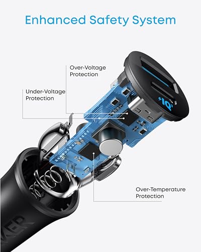 Anker 30W 2-Port PowerIQ 3.0 USB C iPhone Car Charger, Type-C Car Adapter