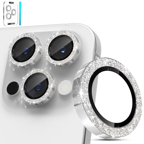 imluckies for iPhone 16 Pro - iPhone 16 Pro Max Camera Lens Protector, AR+AF Tempered Glass, 9H Ultra-Tough Metal Individual Lens Cover, HD Clear Camera Accessories - Glitter White Titanium - color: Glitter White Titanium