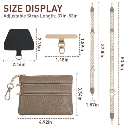 MOLOPPO Detachable Phone Lanyards Crossbody Strap for iPhone for Android - color: Brown