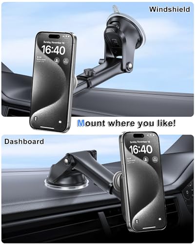 Car Mount for Pop Socket, Dashboard Windshield Car Phone Holder Compatible with Popsocket, Powerful Suction Cup Car Phone Mount Fits All Smartphones with Pop Grip - style: Extended Socket Mount