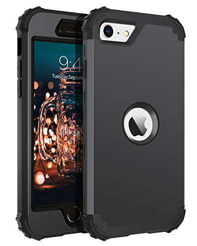 BENTOBEN for iPhone SE 2022 Case and Phone Case iPhone SE 2020, Heavy Duty 3 in 1 Full Body Rugged Shockproof Hybrid Hard PC Soft Rubber Bumper Drop Protective Girls Women Boy Men iPhone Covers, Black - color: Black