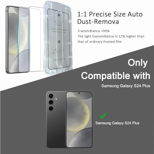 [3+3 Pack] for Samsung Galaxy S24 Plus [6.7"] 0.18 Fingerprint Tempered Glass Screen Protector with Camera Lens Protector,HD Clear,Easy Installation with Auto-Alignment Kit [Dust-Free & Bubble-Free]
