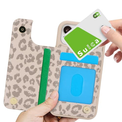 iCoverCase Compatible with iPhone 13 Mini Case with Card Holder, Wallet Phone Case for Women Men RFID Blocking PU Leather Protective Case 5.4 Inch (Beige Leopard) - color: Beige Leopard