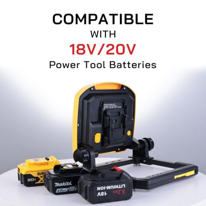 7000LM 45W Waterproof Cordless LED Work Flood Light, Compatible for Dewalt Makita 20V Milwaukee 18V m18 Rechargeable Lithium Tool Battery - style: Cordless Version-7K LM-Yellow