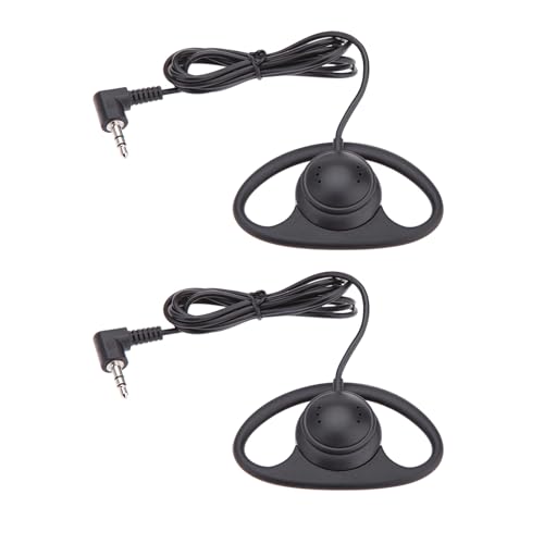 PUSOKEI D Shape Earpiece Headset, 3.5mm Single Side Earphone Hook Earbud, Ergonomic Single Ear Hook Headphone for VoIP Calls, Video Conferences, Multimedia Playback (2pcs) - size: 2pcs