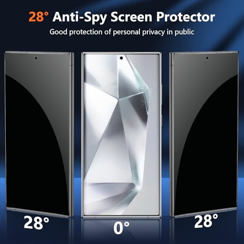 [2 Pack Privacy Screen Protector for Samsung Galaxy S24 Ultra, Ultrasonic Fingerprint Support, Auto-Alignment Frame, Easiest to Installation, Scratch-Resistant, Bubble-Free - size: Galaxy S24 Ultra