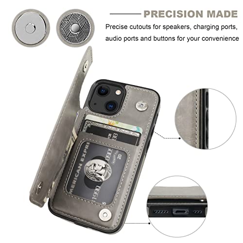 ONETOP for iPhone 12 Mini Wallet Case with Card Holder,Gray - color: Gray