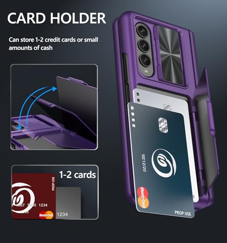 GBEE for Samsung Galaxy Z Fold 4 Case with Card Holder, Dark Purple - color: Dark Purple