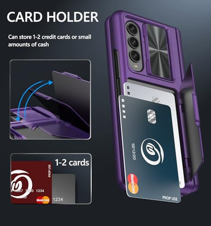 GBEE for Samsung Galaxy Z Fold 4 Case with Card Holder, Dark Purple - color: Dark Purple