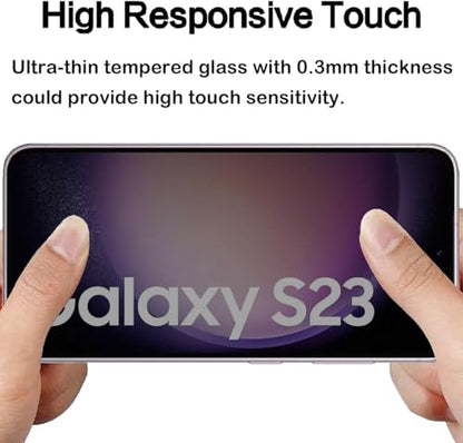 CJY For Samsung Galaxy S23 Privacy Screen Protector, 2+2 Pack Tempered Glass with Camera Lens Protector, 9H Hardness, Fingerprint Compatible, Case Friendly, Anti-Spy HD Glass - color: Samsung Galaxy S23 Privacy