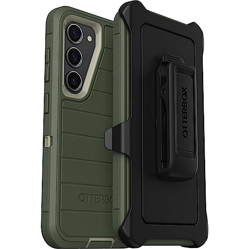 OtterBox Galaxy S23 (Only) - Defender Series Case - Lichen the Trek, Rugged & Durable - with Port Protection - Includes Holster Clip Kickstand - Microbial Defense Protection - Non-Retail Packaging - color: Lichen the Trek (Green)
