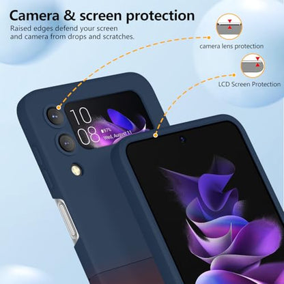 Compatible with Galaxy Z Flip 4 Case, Magnetic Gradient Color | Soft TPU Phone Cover with Camera Lens Protector Cover for Galaxy Z Flip 4 6.7 Inch, Blue to Dark Red Gradient(10-12) - color: Blue & Dark Red