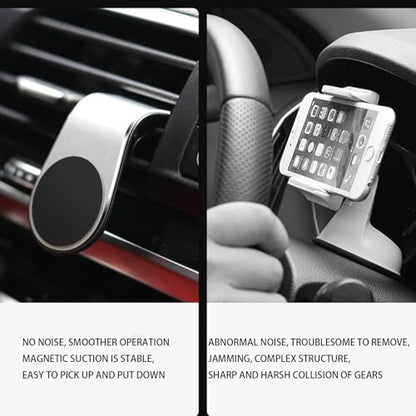 Phone Holder, Magnetic Phone Holder for Car, Mobile Phone Navigation Magnetic Bracket, 360° Adjustable Hands Phone Stand, Secure Clip-On Air Vent Phones Cradle for Driving - color: Silver*2