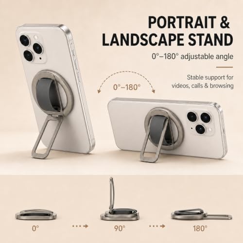 Magnetic Silicone Phone Grip | Super Strong Magnetic Design, 360° Rotation, Comfortable Grip, Compatible with iPhone 16/15/14/13/12 Series, Perfect for Selfies and Watching Videos - color: Off-White