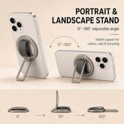 Magnetic Silicone Phone Grip | Super Strong Magnetic Design, 360° Rotation, Comfortable Grip, Compatible with iPhone 16/15/14/13/12 Series, Perfect for Selfies and Watching Videos - color: Off-White