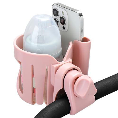 Accmor Stroller Cup Holder, Cup Holder for Walker Bike Wheelchair - color: Cup Phone Holder-Pink
