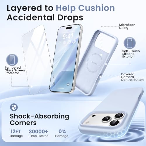 GONEZ Magnetic for iPhone 17 Pro Case, Silicone Cover Baby Blue - color: Baby Blue, size: Iphone 17 Pro