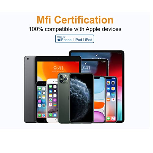 iPhone Charger 4Pack 7inch, [Apple MFi Certified] Short Lightning Cable, Fast Charging Cord for iPhone 13 12 Pro Max Mini 11 XS XR X 10 8 7 Plus 6s 6 SE iPad - Purple