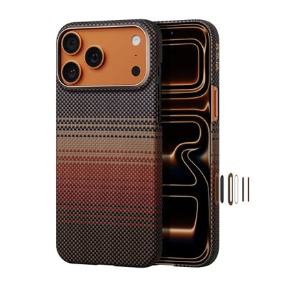 pitaka for iPhone 17 Pro Case 6.3" with Camera Control Button, Compatible with MagSafe, Ultra-Slim Case with Caseless Touch Feeling, 1500D Aramid Fiber Woven, Sunset - color: Sunset