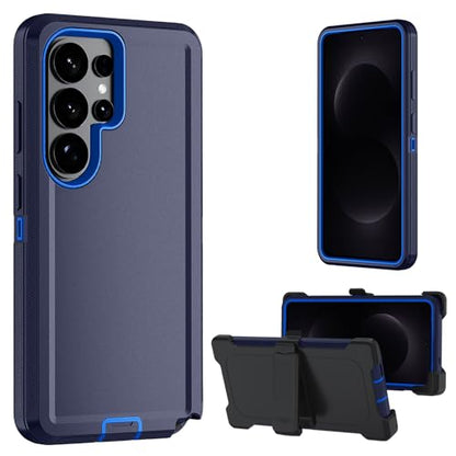 FOR Samsung Galaxy S26 ultra case, S26 ultra Heavy Duty case,with A Tempered Glass Screen Protector, [Military Grade Protective ] [Shockproof] [Dropproof] [Dust-Proof] (with Belt Clip-Dark Blue) - color: with Belt Clip-Dark Blue