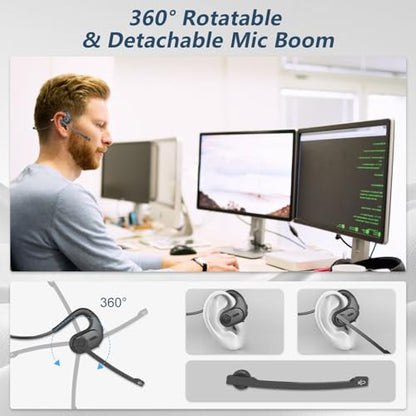 BANIGIPA Bluetooth Headset with Removable Microphone, Open Ear Headphones