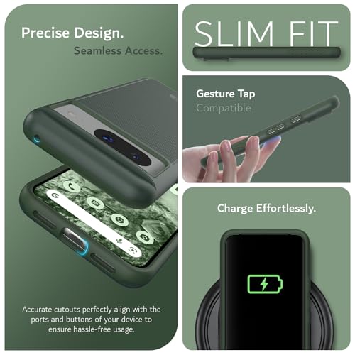 TUDIA MergeGrip [Military Grade] Designed for Google Pixel 8 Case (2023) - [Drop Tested] Dual Layer Shockproof Slim Rugged Tough Heavy Duty Protective Phone Cases Cover - Pine Green - color: Pine Green, size: Standard Pixel 8