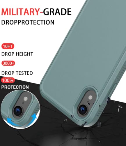 Diverbox for iPhone XR Case [Tempered Glass Screen Protector] [Shockproof] [Dropproof] Heavy Duty Protection Phone Case Cover for Apple iPhone XR (Pine Green) - color: Pine Green-2in1