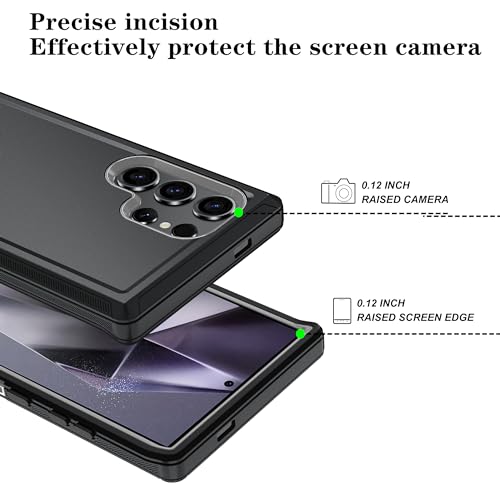 ONOLA Compatible with Samsung Galaxy S24 Ultra Case with HD Screen Protector, Heavy Duty Shockproof & Dropproof 3-Layer Cover Phone Case,BlackGrey - color: BlackGrey, size: Galaxy S24 Ultra 6.8"