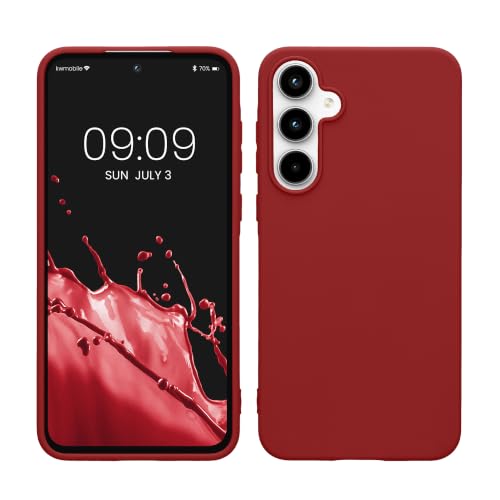 kwmobile Case Compatible with Samsung Galaxy A55 5G Case - Soft Slim Protective TPU Silicone Cover - Rhubarb Red - color: Rhubarb Red, size: Galaxy A55 5G