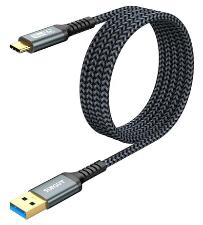 SUNGUY 10Gbps USB C 3.1 Gen 2 Cable, 4FT USB A to USB C 3A Fast Charging & Data Transfer Android Auto Cable Compatible with iPhone 17/16/15 Pro Max, Galaxy S23 S22 Ultra Note 20, SSD - color: Grey, size: 4ft