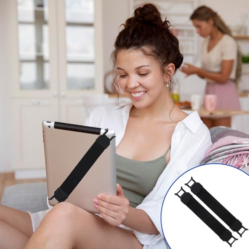 Ptwola Hand Strap Holder Universal Tablet Secure Grip Holder High Elasticity Finger Handle Bands Accessories Versatile Lightweight Bundle Strap Stretchable to 8.27-14.96 inches for Readers - color: black